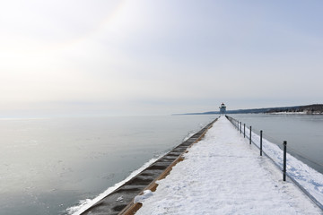 Obraz premium Pier Dock Covered with Snow in the Winter