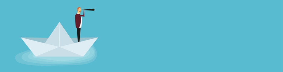 Fototapeta premium Minimalist Design Vector - Visionary leadership concept. Vision concept in business. Visionary Businessman.