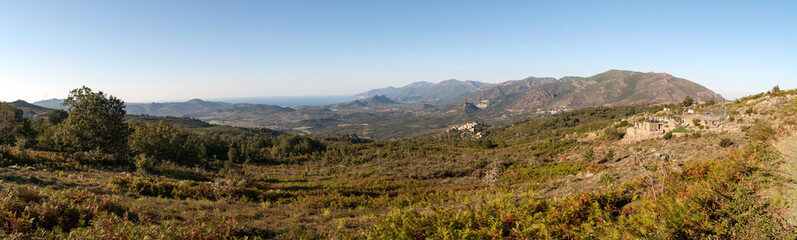 Fototapeta na wymiar View of a typical mountainous landscape on the island of Corsica, France