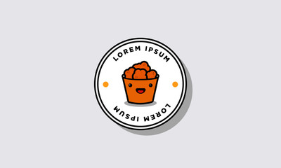 Fried Chicken Bucket Badge Logo Sticker Design 