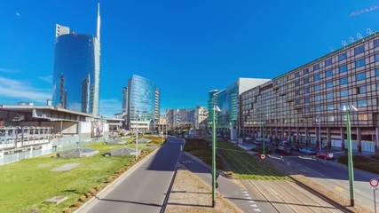 Milan skyline with modern skyscrapers in Porta Nuova, Milano, Italy