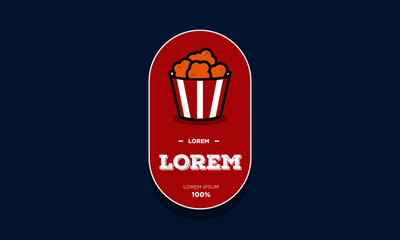 Fried Chicken Bucket Badge Logo Sticker Design 