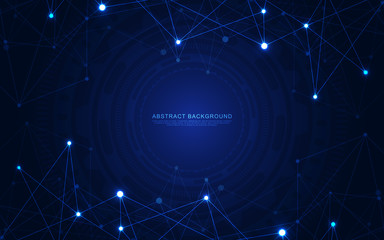 Global network connection. Abstract geometric background with connecting dots and lines. Digital technology and communication concept.