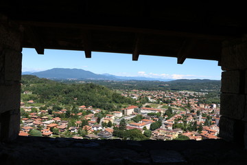 View from Castle Rocca d'Angera in Angera at Lake Maggiore, Italy