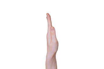 Hello or stop sign ,Young woman hand isolated gesture