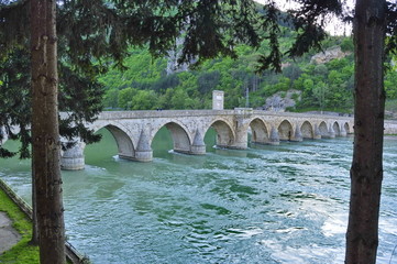 Old Bridge on Drina River in Visegrad, Bosnia and Herzegovina