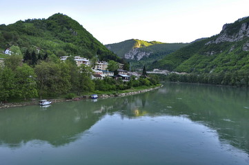 Naklejka na ściany i meble River Drina in Visegrad, Bosnia and Herzegovina