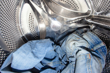 jeans are in the washing machine
