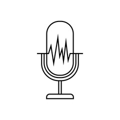 microphone with sound wave isolated icon