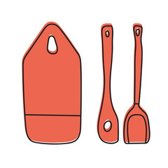 utensils and cut board hand drawn illustration