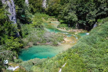 Naklejka na ściany i meble turquoise waters of Plitvice Lakes National Park in Croatia