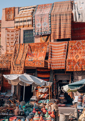 Colorful carpets in Marrakech
