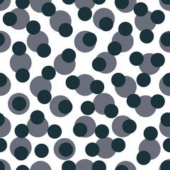 Abstract seamless pattern with randomly bright colored overlapping circles, dots. Abstract background with little circles. Vector illustration.