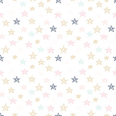 Seamless pattern with hand drawn stars on  background. Sky background. Vector illustration.