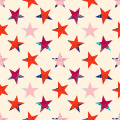 Obraz premium Seamless pattern with hand drawn stars on background. Sky background. Vector illustration.