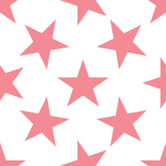 Seamless pattern with blue stars on white background. Vector illustration.