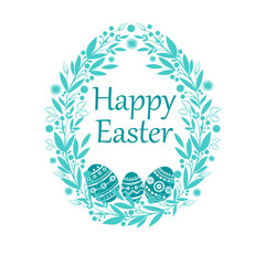 Happy easter floral wreath vector