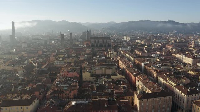 Aerial view of Bologna involving famous Cattedrale Metropolitana di San Pietro or St. Peter City Cathedral. Italy