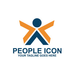 People icon logo design vector template