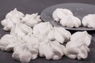 delicious meringue on a gray background