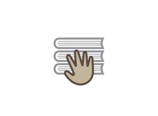 Hand and multi-book for logo design illustration, education icon