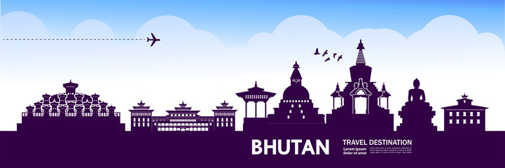 Bhutan travel destination vector illustration.