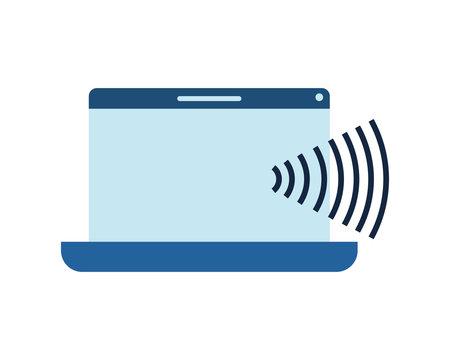 Laptop With Sound Wave Isolated Icon