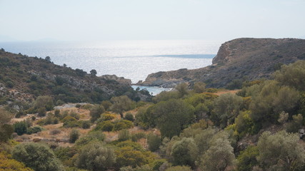 Mediterranean landscape lonley beach bay on the Datca peninsula in Turkey