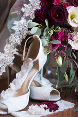 Close up of wedding shoes and details