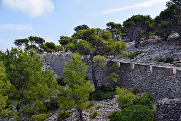 Open coastal road winding through to lighthouse Cap Formentor