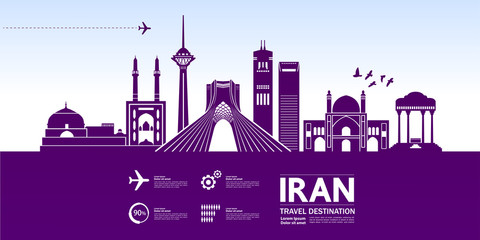 IRAN travel destination vector illustration. - obrazy, fototapety, plakaty