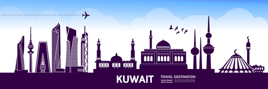 Kuwait travel destination vector illustration.
