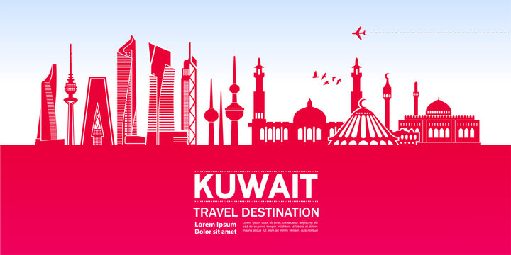 Kuwait travel destination vector illustration.