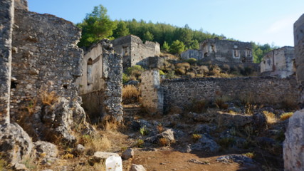 Empty Houses in Kayakoy Ghost Town, Turkey