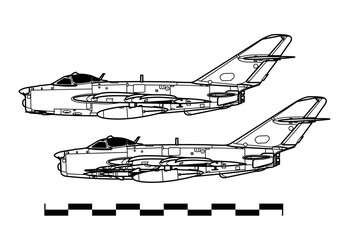 Mikoyan MiG-17 Fresco. Outline drawing