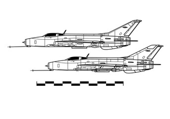 Mikoyan MiG-21 Fishbed. Outline drawing