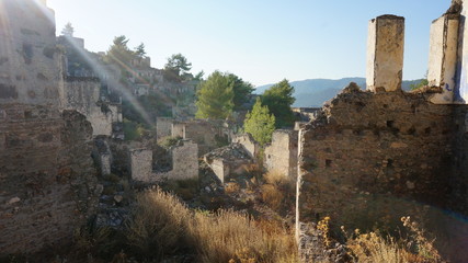 Empty Houses in Kayakoy Ghost Town, Turkey