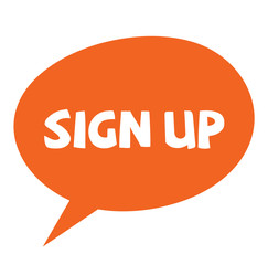 sign up label on white