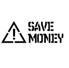 Save Money label on white