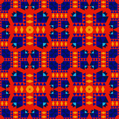 Geometric colourful with tribal look seamless pattern