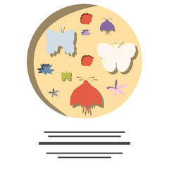 Hand drawn butterflies round frame.