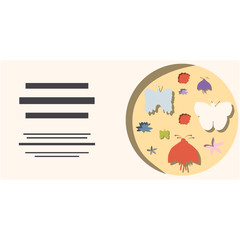 Butterflies round flat hand drawn frame. 