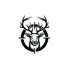 Vintage deer hunter logo design