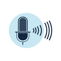 microphone with sound wave isolated icon