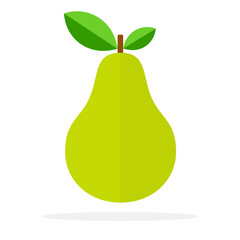 Pear vector flat material design isolated object on white background.