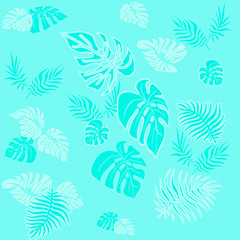 Tropical green leaves seamless pattern pink background. Exotic wallpaper
