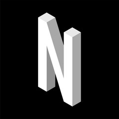 3d Letter N logo icon design template element. Vector illustration