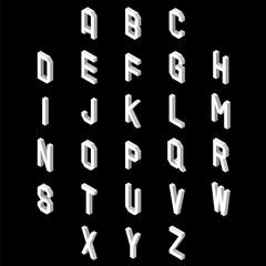 3D flat style font. Set of alphabet letters. Vector illustration