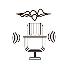 microphone with sound wave isolated icon