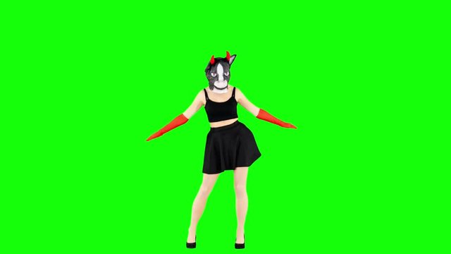 Frivolous Club Dancer Fooling Around on Green Screen